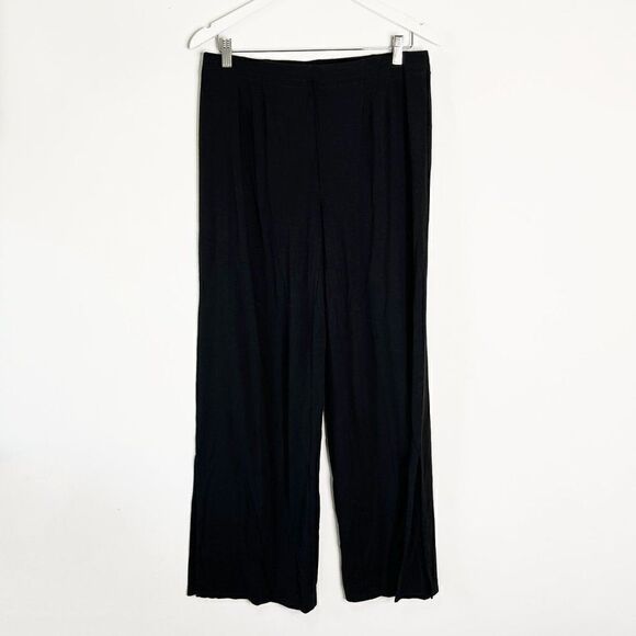 J Jill Wearever Collection Black Jersey Knit Wide Leg Pants - Picture 2 of 9
